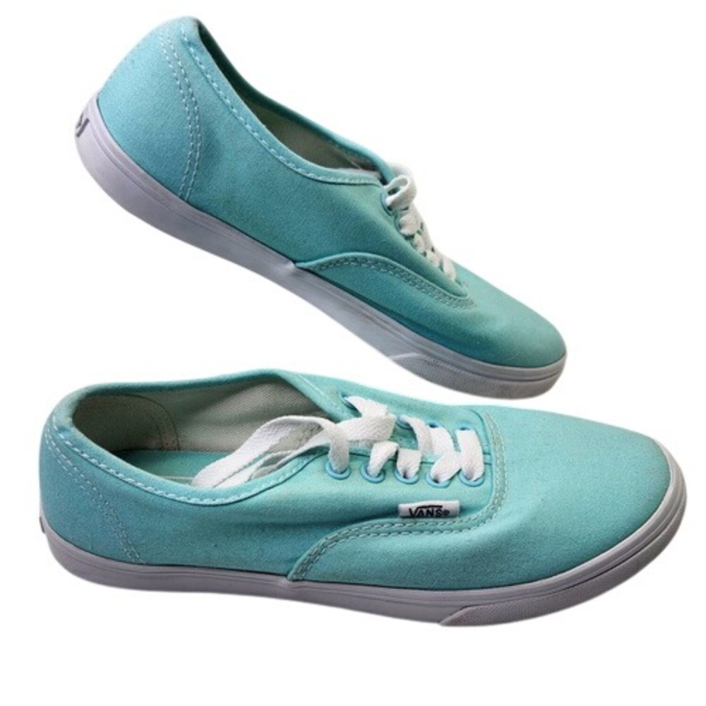 Vans Authentic Lo Pro Turquoise Aqua Blue Canvas Sneakers Womens 6 Low Top Skate